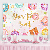 Sie ist Zwei Süss Farbe Donuts Geburtstag Hintergrund für Mädchen